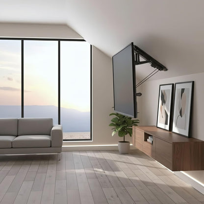 Maclean Elektrische TV-Plafondbeugel 32-70" voor plafond & schuine daken | Traploos kantelbaar tot 75° | Afstandsbediening | Max. 35 kg | VESA 600x400 (Plafondbeugel)