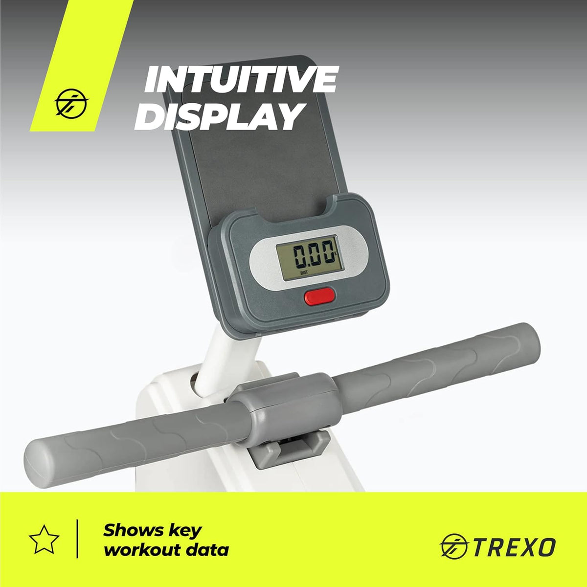 TREXO RM100 Rowing Machine with Magnetic Resistance System, 1-16 Flywheel, 3.5 kg, Weight Indication, Stable Construction, Ergometer, Rowing Machine - QUORE