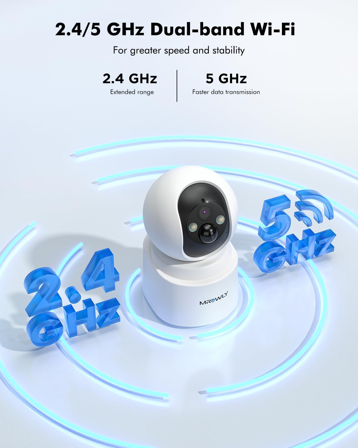 Indoor Camera 2.5K (4MP), Indoor Beveiligingscamera Draadloos met 6000mAh oplaadbare batterij, Dual-Band WiFi 2.4/5GHz, 360° Pan-Tilt, Kleur Nachtzicht, PIR Bewegingsdetectie, SD & Cloud Opslag