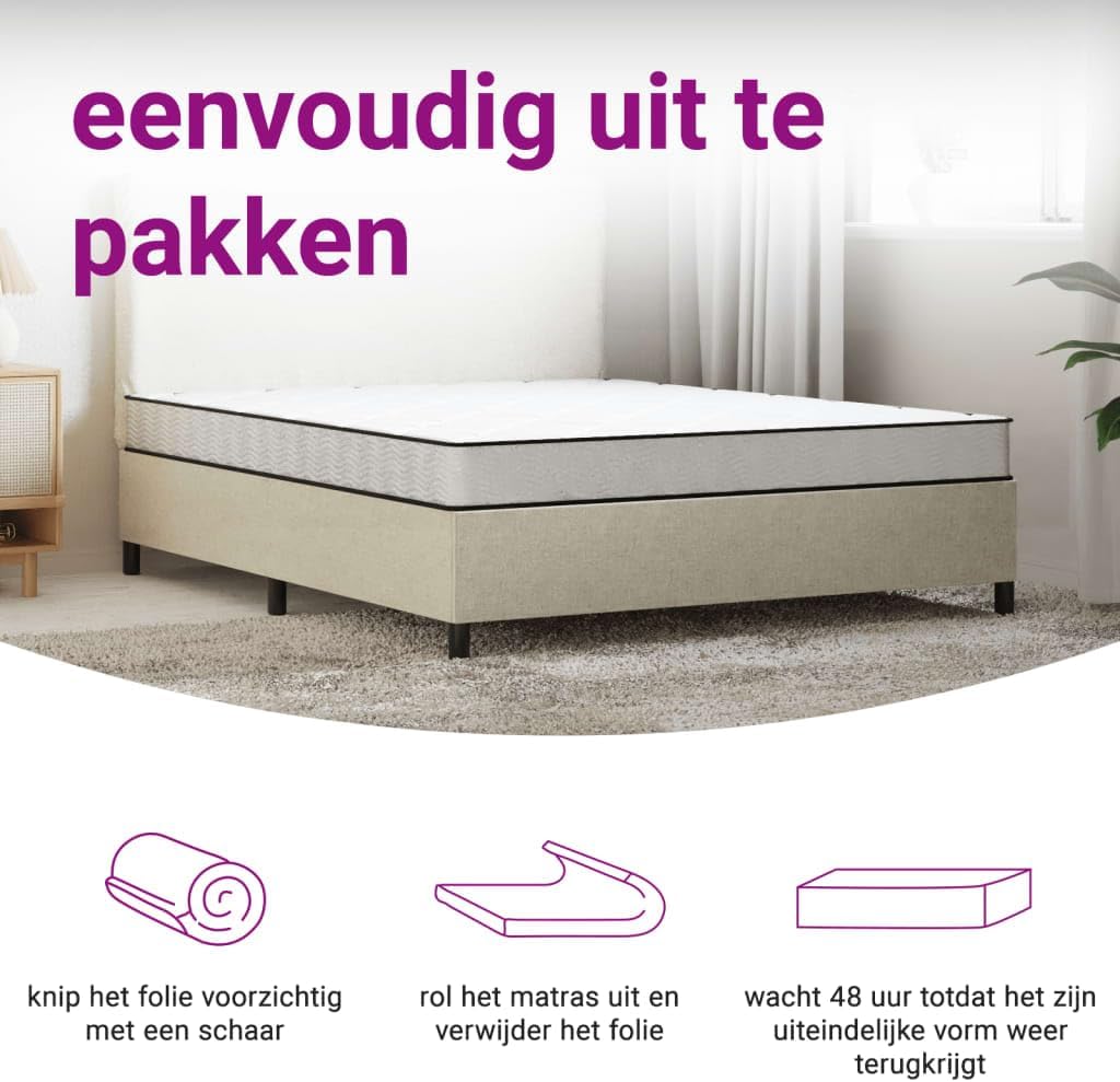 vidaXL Schuimmatras middelzacht 180x200 cm, tweepersoonsmatras, tweepersoons matras, matras schuimrubber, foam matras, matras schuim
