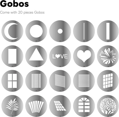 Optische Snoot Bowens – Spotlight – Lichtprojector – Projectorlamp – Gobo Projector – 33° Groothoek & 16° Telelens – 20 Gobo's en 5 Kleurfilters
