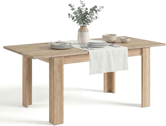 duehome Uittrekbare eettafel, rechthoekig, model Danna, afwerking in Canadees eiken, afmetingen: 140-190 cm (L) x 90 cm (B) x 78 cm (H)