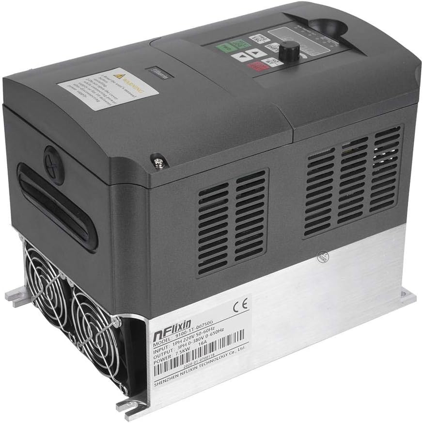 NFLIXIN variabele frequentieomvormer omvormer, enkelfasige 220VAC-ingang 3-fase 30VAC uitgang omvormeraandrijving, 7.5KW motorfrequentieomvormer