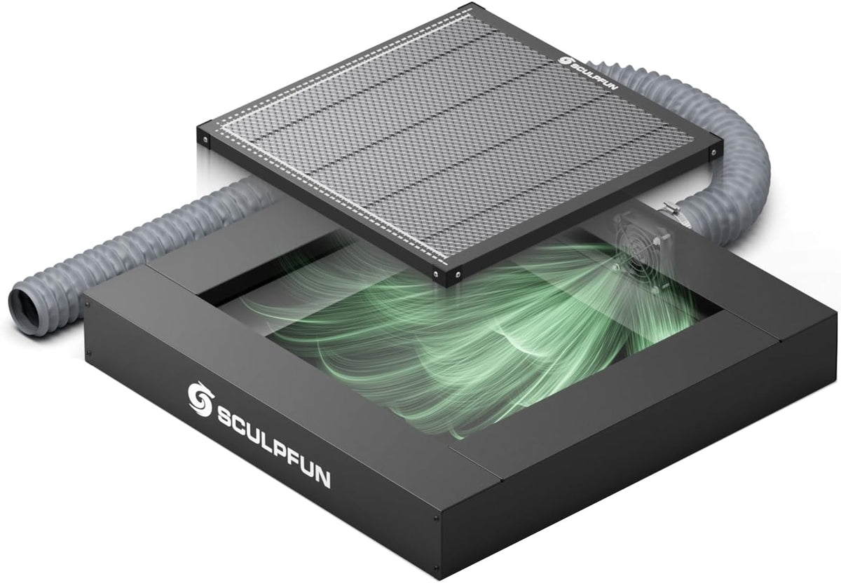 SCULPFUN H5 Lasersnijtafel met honingraatstructuur, 650 x 650 mm rookafzuiging en anti-ag-design voor S9, S10, S30 PRO Ultra SF A9, 40 W lasergraveermachine