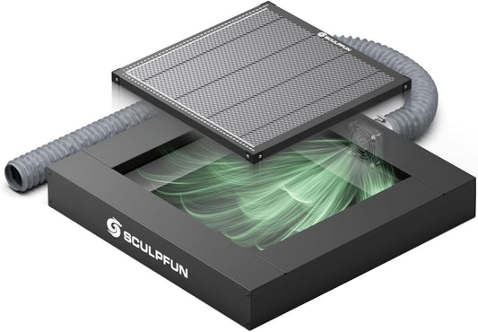 SCULPFUN H5 Lasersnijtafel met honingraatstructuur, 650 x 650 mm rookafzuiging en anti-ag-design voor S9, S10, S30 PRO Ultra SF A9, 40 W lasergraveermachine