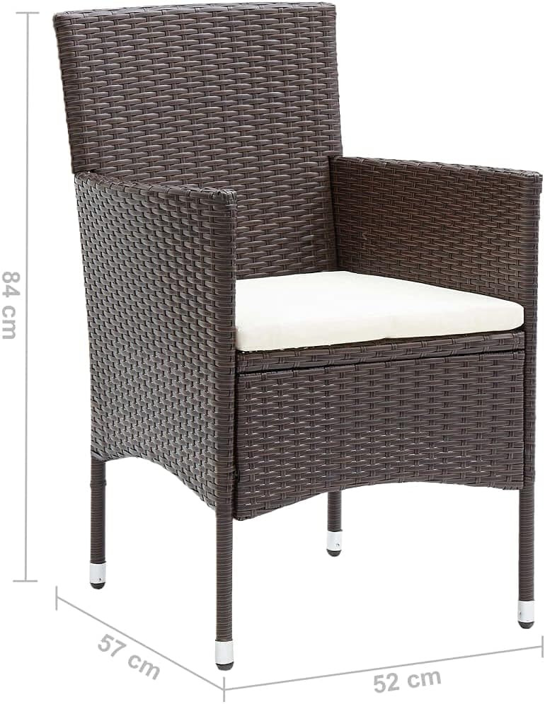 Set of 2 modern garden chairs made of rattan with removable cushions, hand-woven poly rattan and weather-resistant steel frame, ergonomic design - QUORE