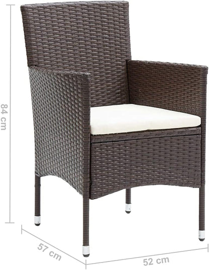 Set of 2 modern garden chairs made of rattan with removable cushions, hand-woven poly rattan and weather-resistant steel frame, ergonomic design - QUORE