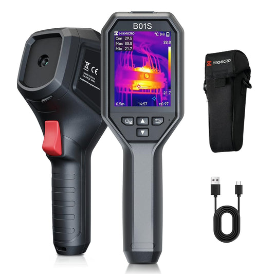 HIKMICRO B01S warmtebeeldcamera 256 x 192 IR-resolutie, warmtebeeldcamera met WiFi, 3,2” 640 × 480 resolutie LCD-scherm, 25Hz Refresh Rate, handheld 49.152 pixels infraroodcamera