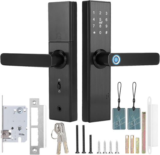 Smart Door Lock Smart Keyless Lock, WiFi Vingerafdruk en Touchscreen Deurslot Yale Voordeur Vingerafdrukslot Biometrisch