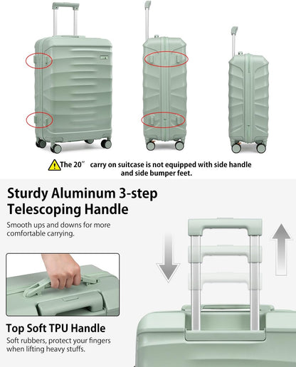Sea choice 5-delige kofferset 20/24/28" ABS Reiskoffer Grote Capaciteit Trolley Handbagage met 1 Reistas en 1 Toilettas met TSA Slot YKK Rits 8 Spinner Wielen
