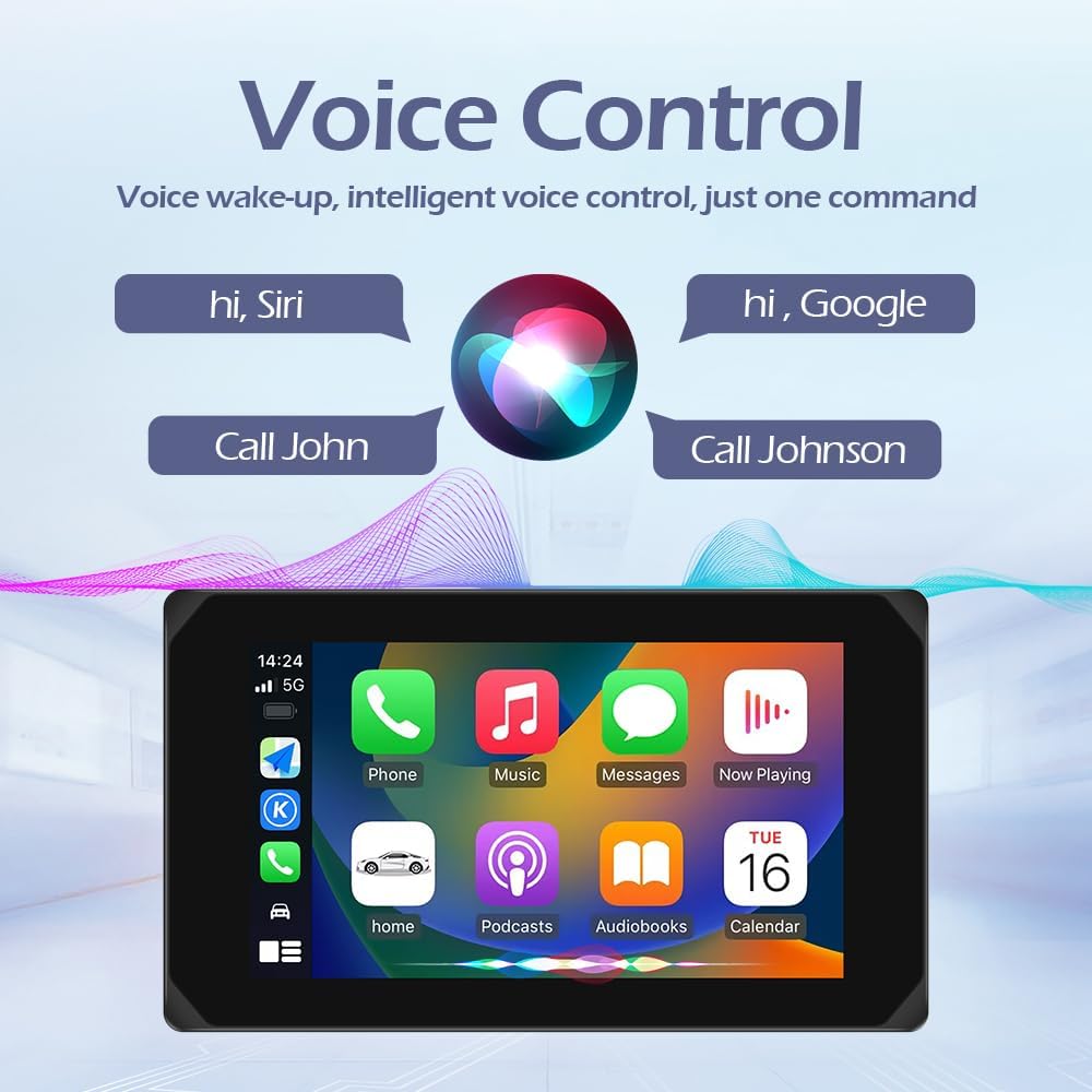 Motorfiets Carplay Scherm – Motorrijders Display – Navigatiesysteem – Touchscreen Monitor – Multimedia Interface – Draadloos CarPlay & Android Auto – 5 Inch HD IPS Scherm – Waterdicht IP65 Met Dubbele 1080P Camera’s
