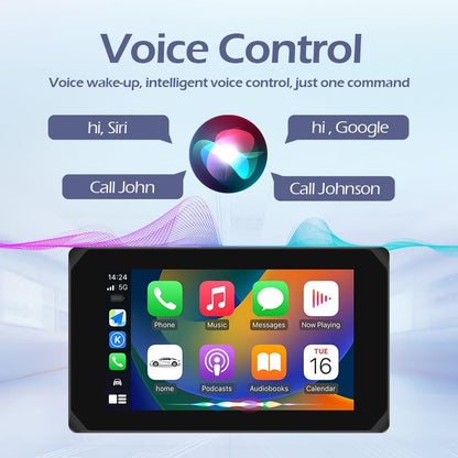 Motorfiets Carplay Scherm – Motorrijders Display – Navigatiesysteem – Touchscreen Monitor – Multimedia Interface – Draadloos CarPlay & Android Auto – 5 Inch HD IPS Scherm – Waterdicht IP65 Met Dubbele 1080P Camera’s