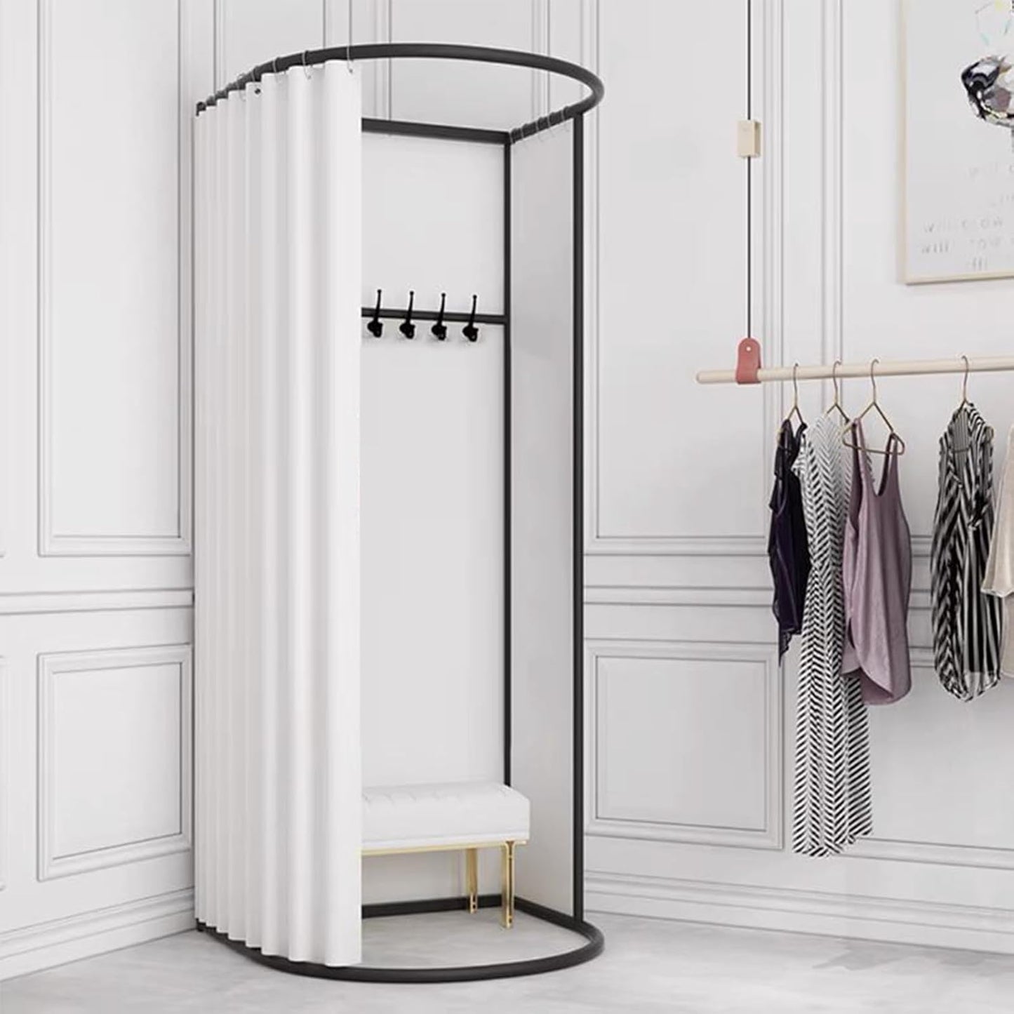 Kledingwinkel Fitthing Room, draagbare kleedkamer voor boetiek, beweegbare kleedkamer met schaduwgordijn, tijdelijke mobiele Prvacy bescherming kleedkamer, 78 x 39 x 94 cm