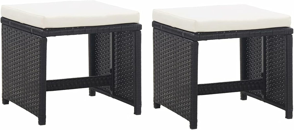 5-Piece Garden Dining Set with Cushions Garden Furniture Set Garden Table with Chairs Set Dining Lounge Garden Furniture Set Poly Rattan Black - QUORE