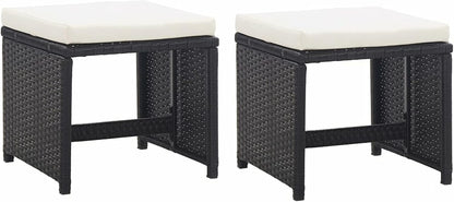 5-Piece Garden Dining Set with Cushions Garden Furniture Set Garden Table with Chairs Set Dining Lounge Garden Furniture Set Poly Rattan Black - QUORE