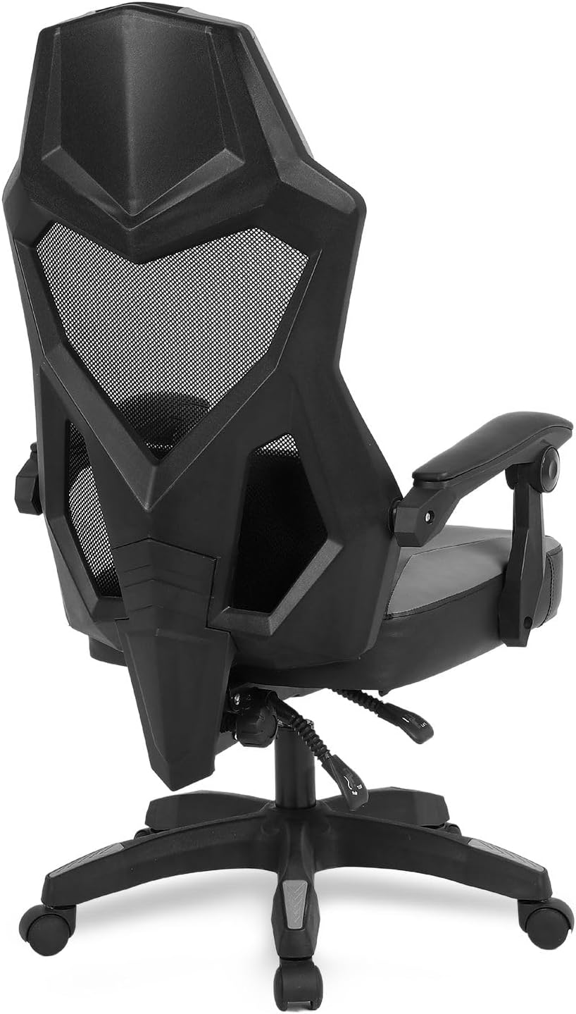 Ergonomische gamingstoel, bureaustoel, wit en zwart, ademend net, verstelbare rugleuning 135 graden