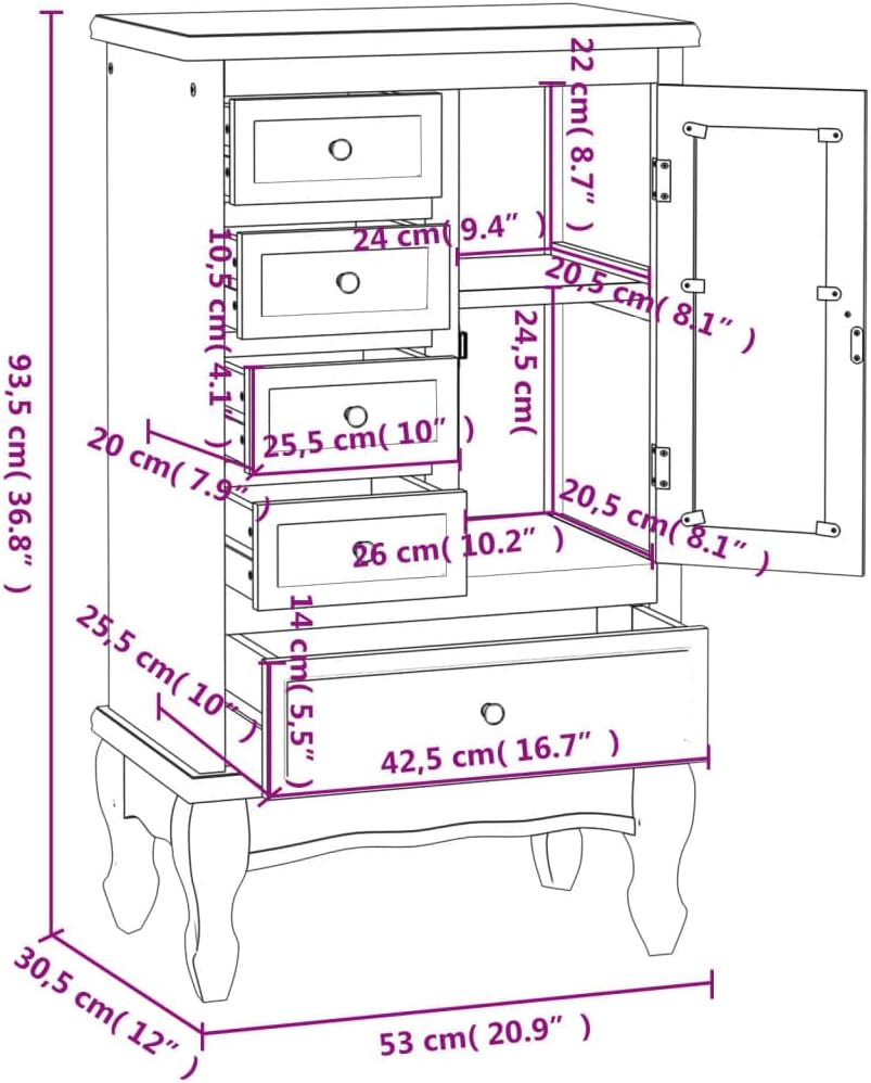 5 Drawer and 2 Shelves Chest of Drawers (White) Dresser Drawers Cabinet Chest of Drawers