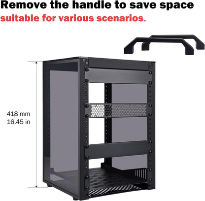 GeeekPi DeskPi RackMate T1 Plus, 10 Inch 8U Serverkast, 260 mm Diepte Mini Rack met Rack Plank & Blank Panel, voor 25,5 cm AV-, NAS- en serverapparatuur (zwart)