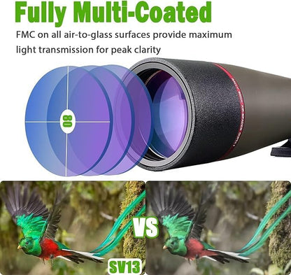 Svbony SV13 20-60x80 Spotting Scope met SC002 WiFi Spotting Scope Camera, Tafelstatief, HD FMC Optiek, Waterdichte Nevelvrij, Spotting Scopes met Telefoon Adapter voor Vogels kijken