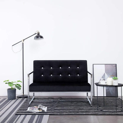 Tidyard 2-seater fabric corner sofa with chrome armrests and black velvet - QUORE