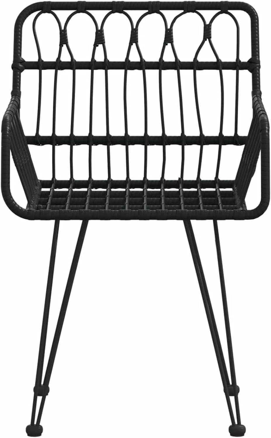 Stoel met armleuningen, stapelbare tuinfauteuil, tuinstoelen 2 stuks met armleuningen, zwart, 56 x 64 x 80 cm, PE rotan - QUORE