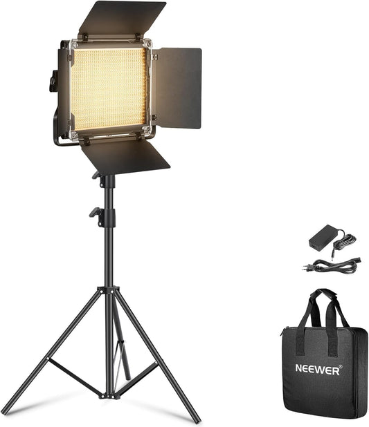 NEEWER Bicolor Barndoors Led-videolamp met statief, professioneel videopaneel, met 660 leds, 3200K-5600K, 3300lx/1m, dimbaar, CRI96+, voor video-opnames, streaming en fotografie, NL660