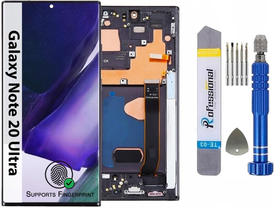 It'Go OLED-display voor Samsung Note 20 Ultra N985 met vingerafdruk LCD-scherm, vervanging touchscreen met gereedschap, zwart met frame, hoge kwaliteit