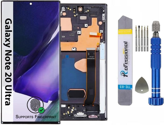 It'Go OLED-display voor Samsung Note 20 Ultra N985 met vingerafdruk LCD-scherm, vervanging touchscreen met gereedschap, zwart met frame, hoge kwaliteit