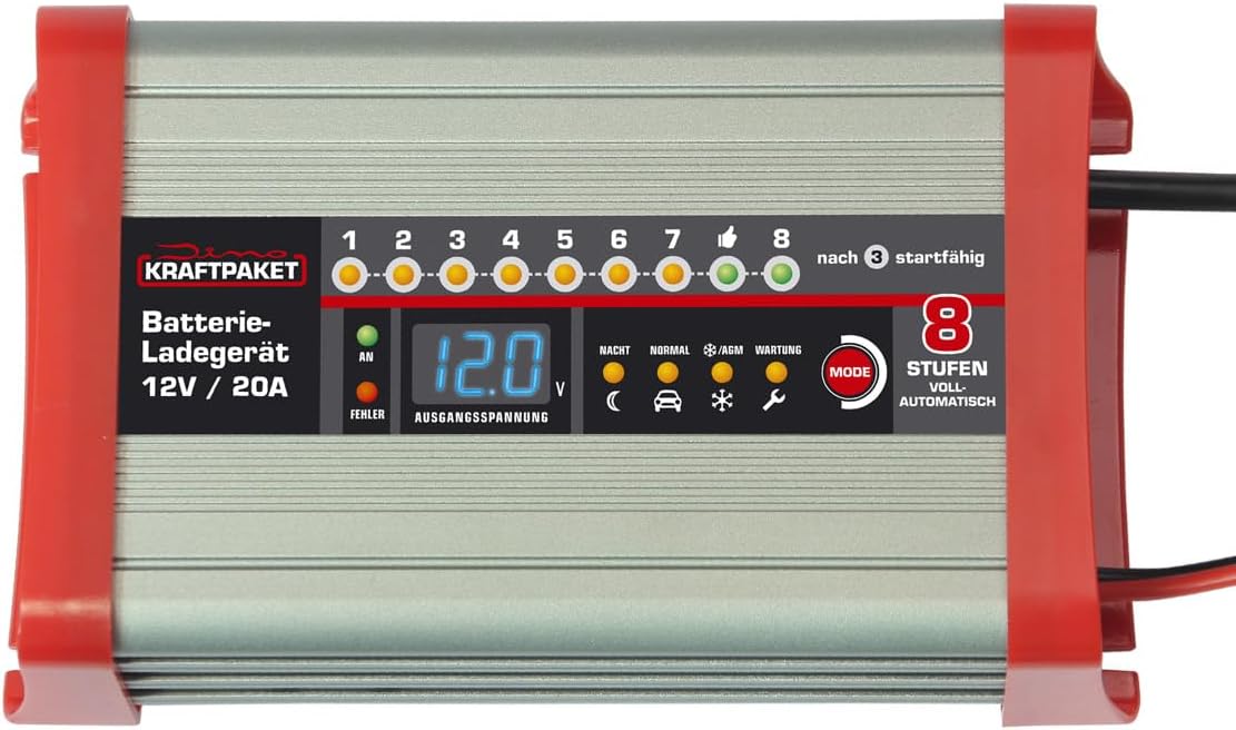 Acculader – Batterijlader – Oplader – Auto-oplader – 12V 20A Slim Automatisch Laadsysteem – Compatibel Met WET, GEL, AGM, EFB Batterijen