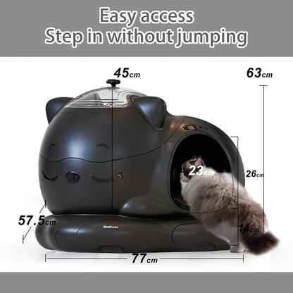 Zelfreinigende kattenbak, app-bediening, 80L extra grote automatische kattenbak, 360° geurbestrijding, geschikt voor gezinnen met meerdere katten en grote katten