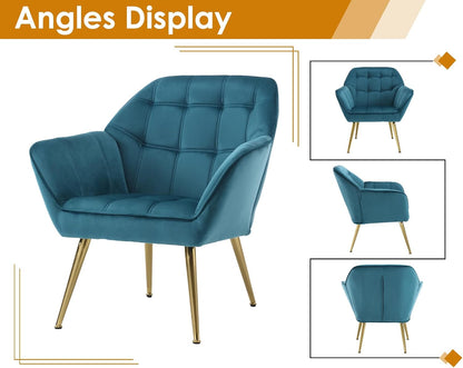 Fluwelen Kuipstoelen – Fauteuils – Sofa Stoelen – Accent Stoelen – Lounge Stoelen – Set Van 2 – Zachte Fluwelen Bekleding – Stevige Metalen Poot