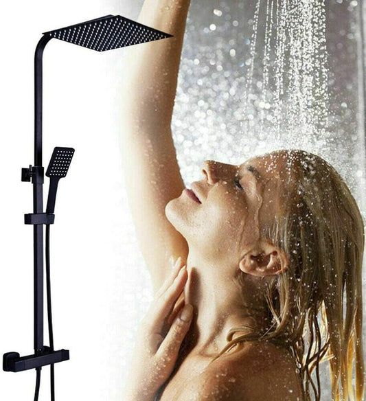 Thermostaat Douchesysteem – Douchepaneel – Regendouche – Handdouche – Doucherail – Roestvrij Staal – Veiligheidsstop 38 °C
