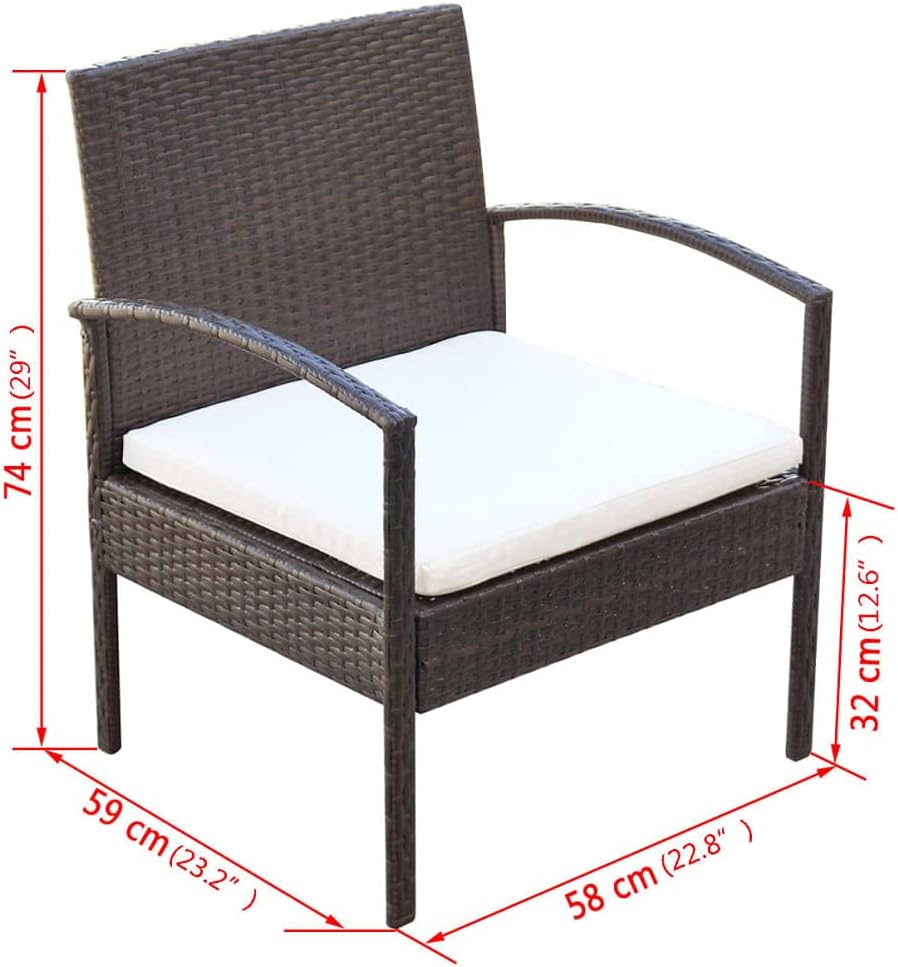 Lounge garden furniture set balcony furniture set garden lounge set 4-pcs. garden lounge set with cushions polyrattan brown - QUORE