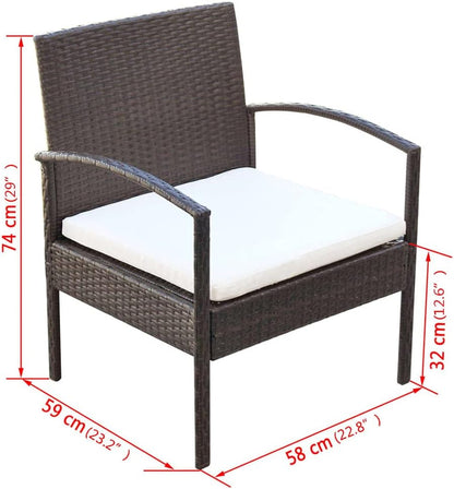 Lounge garden furniture set balcony furniture set garden lounge set 4-pcs. garden lounge set with cushions polyrattan brown - QUORE