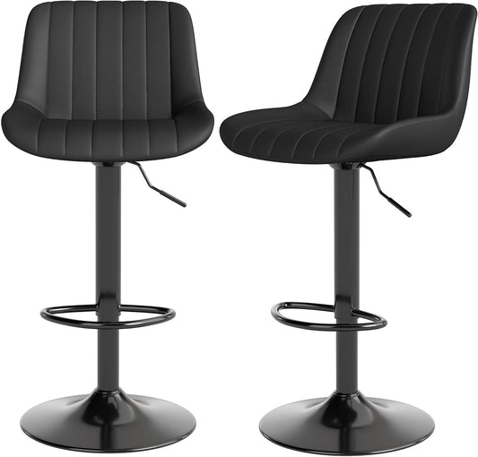 Barkrukken – Barstoelen – Keukenkrukken – Hoge Stoelen – Zitkrukken – Verstelbare Hoogte – PU Kunstleer Bekleding