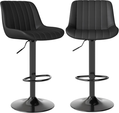 Youhauchair Barkrukken Set van 2, In Hoogte Verstelbare Barkruk met Rugleuning, PU Lederen Barstoelen Bar Stool, Moderne Barstoel Keuken Kruk
