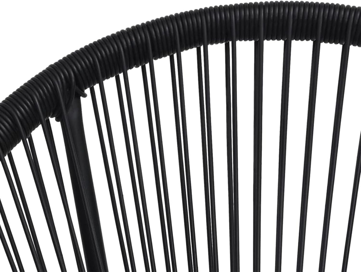 Round Garden Chair Set of 2 Black Rattan Garden Chairs Relax Garden Chair Outdoor Chair - QUORE