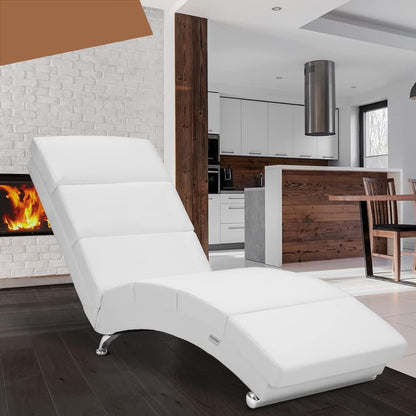 Casaria Relax Chair XXL London 186 x 89 x 55 cm Ergonomic Faux Leather Padded 180 kg Load Capacity Living Room Office Indoor Chaise Lounge Relax Chair White - QUORE