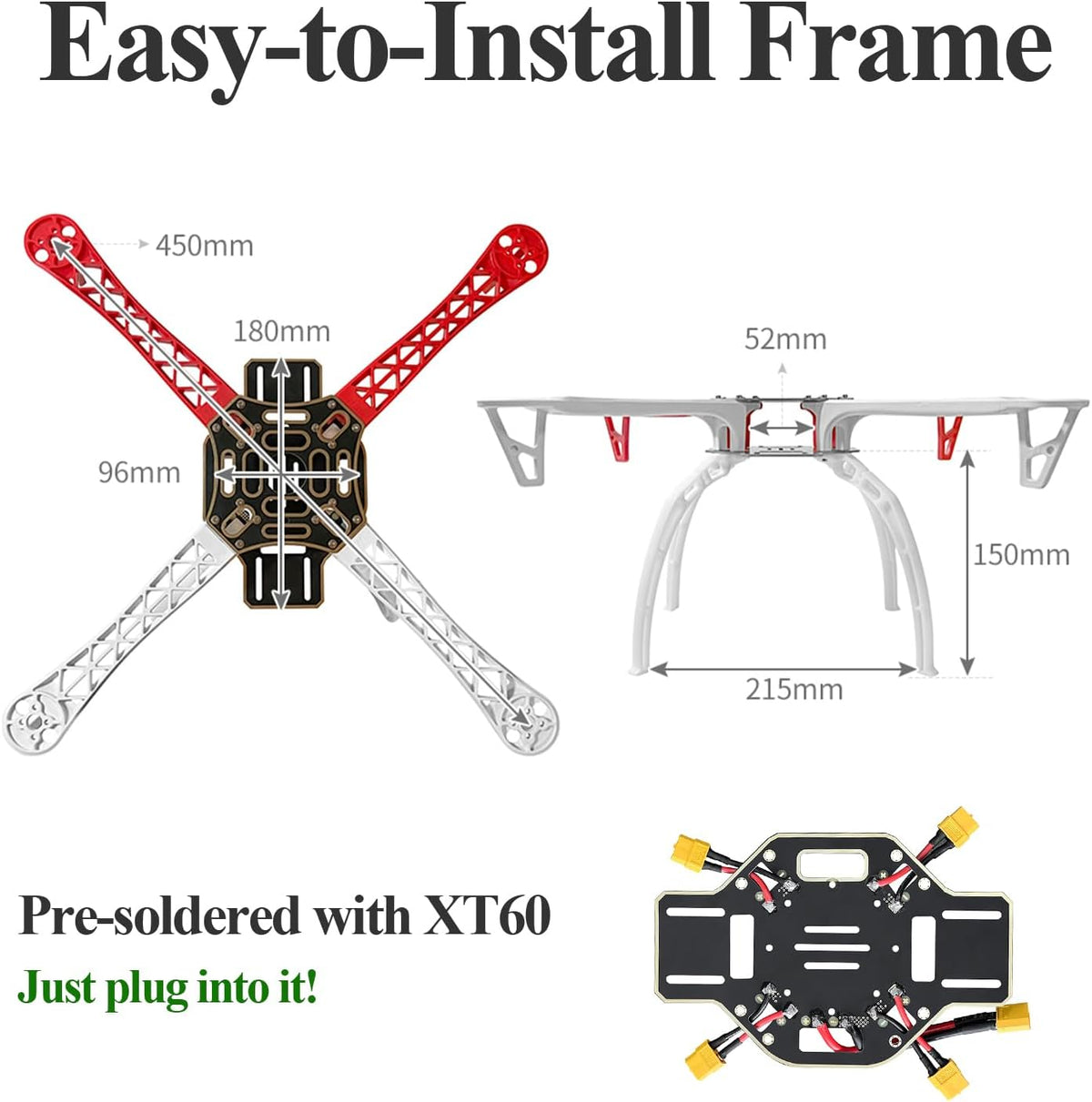 HAWK’S WORK F450 Drone bouwpakket, Frame + Pixhawk + GPS + Vermogensmodule + ESC + Brushless Motor + Prop + Batterij + Toebehoren + Gildeboek & Video (Set B)