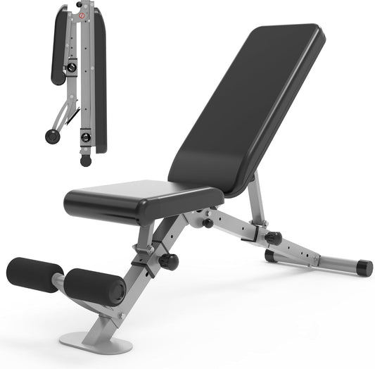 leikefitness Verstelbare halterbank, opvouwbare trainingsbank met automatisch slot voor rechtopstaande hellingsachteruitgang en platte oefening voor het hele lichaam