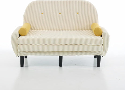Corduroy Loveseat – 2-Zits Bank – Slaapbank – Fauteuil – Lounger – Verstelbare Rugleuning – Opbergruimte Onder Zitvlak