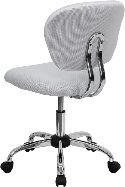 Bureaustoel – Bureaustoel Met Wieltjes – Bureaustoel Draaibaar – Thuiswerkstoel – Office Chair Wit – Mid-rugleuning Van Ademend Mesh – Verstelbare Zithoogte Pneumatisch