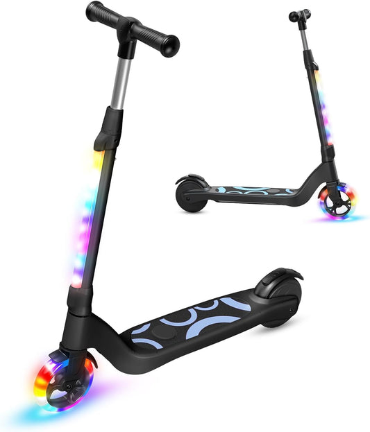 TST Elektrische step voor kinderen, 6-8-10 jaar, elektrische step met gekleurd ledlicht en 3 instelbare hoogtes, 5,3 inch, elektrische step voor kinderen, maximale belasting 70 kg, maximale snelheid
