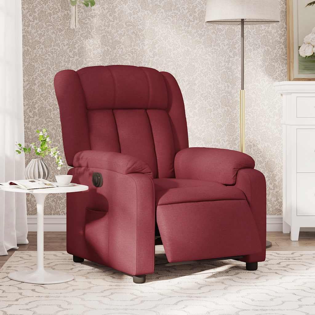 Elektrische Massagestoel, Fauteuil, Verstelbare Rugleuning, Voetsteun, Tv-Stoel, Relaxstoel met Ligfunctie, Ligstoel, Gestoffeerde Stoel, Fauteuil (lichtgrijs) (Wijn rood #26)
