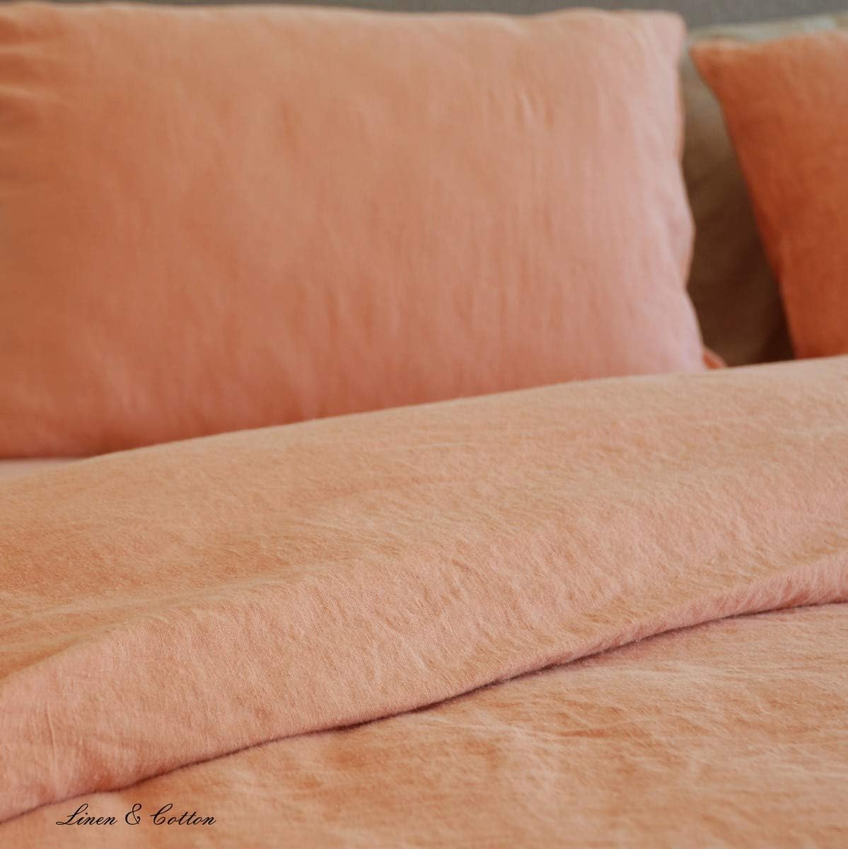 Linen & Cotton Zacht BeddLinen & Cotton Zacht Beddengoed Set Alicia -100% Gewassen Linnen, Koraal Roze (200 x 200 cm) Beddenset Dekbedovertrek Kussensloop Dubbel Bed Twin King Size Single Eenpersoons Tweepersoons Winter Zomerengoed Set Alicia - 100% Gewas