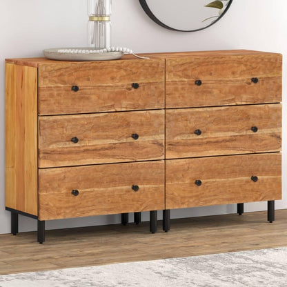 vidaXL Side cabinets 2 pcs 60x33x75 cm solid acacia wood, storage cabinet, dresser cabinet, side cabinet, wall cabinet, storage cabinet, dresser cabinet, sideboard black - QUORE