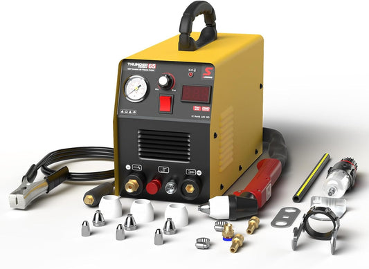 SUSEMSE Plasma Cutter Pilot Ignition, IGBT Inverter High Frequency Plasma Cutter, 65 Amp Pilot Plasma Cutting Machine - THUNDER 65 (230 V, Cutting Current 20-65 A, Cutting Capacity up to 18mm, 4-6 bar