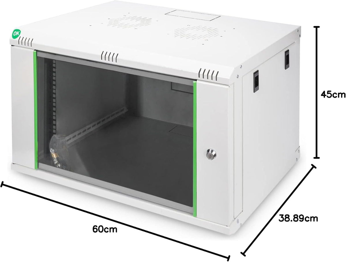 Netwerkkast – 19 Inch Rack – Serverkast – Patchkast – Server Rack – 7U Wandmontage, 450 Mm Diepte – Draagvermogen Tot 60 Kg