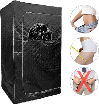 Infraroodsauna – Draagbare Sauna – Opvouwbare Saunatent – Wellness Cabine – Persoonlijke Spa – Zwart – 1000W Stoomvermogen – Afstandsbediening Met Temperatuurregeling - QUORE