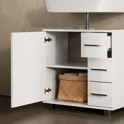 Livinity Badkamermeubel set "Eisak", Wit Hoogglans, 2 delen - QUORE